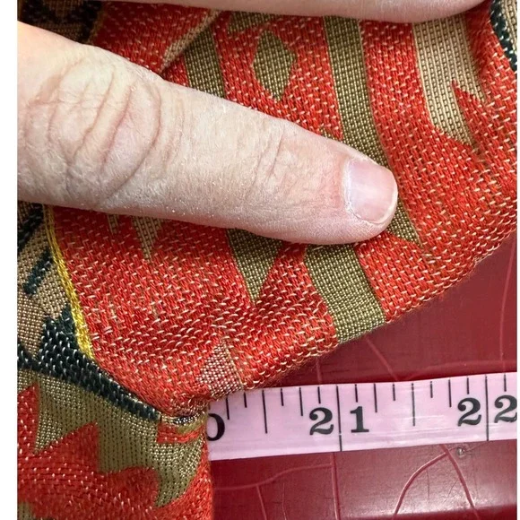 Chico's Southwestern Tapestry Button Front Jacket Womens Size 1 M Red Silk Blend - Picture 7 of 9